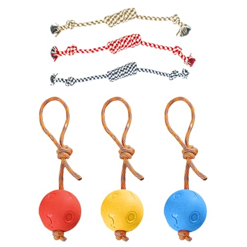 FDGGT 3 Beißbälle Und 3 Beißseilknoten, Hüpfbälle Für Haustiere, Gummispielzeugbälle, Wurfspielzeugbälle, Hundespielzeug FDGGT 3 Beißbälle Und 3 Beißseilknoten, Hüpfbälle Für Haustiere, Gummispielzeugbälle, Wurfspielzeugbälle, Hundespielzeug von FDGGT