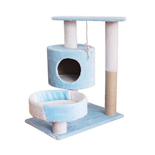 Für Indoor-Katzen, 15,2 cm, 3 Schichten, Katzenhütte, stabiles Katzenklettergerüst, bequemes Flanell-Katzenhaus mit Kratzbäumen, lustiger Vergnügungspark für Katzen, klein (Farbe: Blau) von FDINUDIGUHTTYYYY
