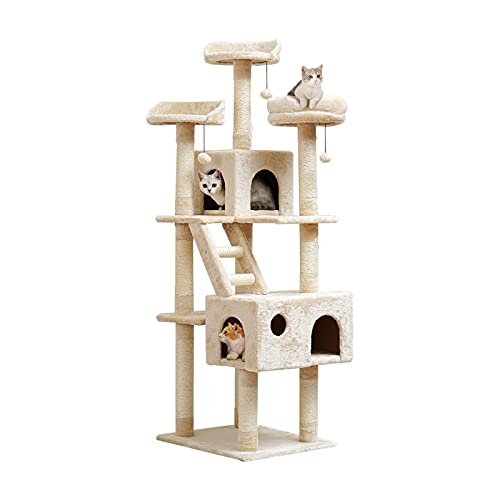 Für Indoor-Katzen 172.7 cm Katzenhütten Stabiles Katzenklettergerüst 2 Bequeme Flanell-Katzenhäuser mit Kratzbäumen 3 Haarbällen, 3 Stützbetten und 1 Treppenspaßparadies für Katzen Für Indoor-Katzen 172.7 cm Katzenhütten Stabiles Katzenklettergerüst 2 Bequeme Flanell-Katzenhäuser mit Kratzbäumen 3 Haarbällen, 3 Stützbetten und 1 Treppenspaßparadies für Katzen von FDINUDIGUHTTYYYY