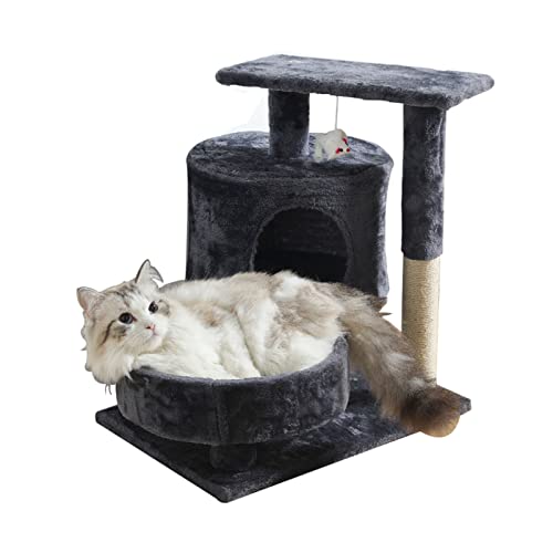 Für Indoor-Katzen 20. 22,9 cm, 3 Schichten, Katzenhütte, stabiles Katzenklettergerüst, bequemes Flanell-Katzenhaus mit Kratzbäumen, lustiger Vergnügungspark für Katzen, klein (Farbe: Dunkelgrau) Für Indoor-Katzen 20. 22,9 cm, 3 Schichten, Katzenhütte, stabiles Katzenklettergerüst, bequemes Flanell-Katzenhaus mit Kratzbäumen, lustiger Vergnügungspark für Katzen, klein (Farbe: Dunkelgrau) von FDINUDIGUHTTYYYY