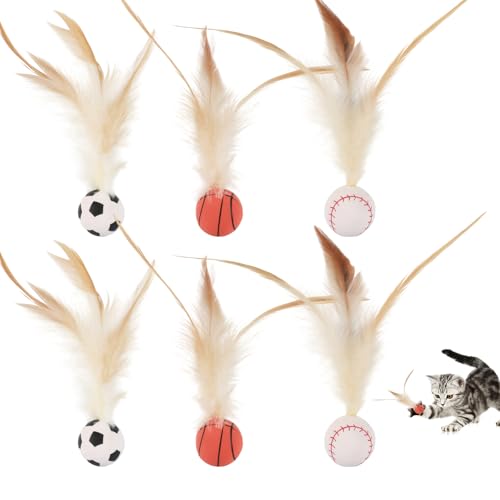 6Stück Hüpfender Katzenball mit Feder, Katzenspielzeug Ball Interaktives Federballspielzeug für Katzen Interaktive Gummi-Pounce-Ball-Spielzeuge Wackelball Kätzchenjagdspielzeug Spielen Drinnen Draußen 6Stück Hüpfender Katzenball mit Feder, Katzenspielzeug Ball Interaktives Federballspielzeug für Katzen Interaktive Gummi-Pounce-Ball-Spielzeuge Wackelball Kätzchenjagdspielzeug Spielen Drinnen Draußen von FDJZXW