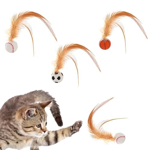 Katzenspielzeug Federn Interaktives Federballspielzeug für Katzen Katzenspielzeug Bälle mit Feder Trainieren Sie Ihre Katze Interaktives Silikonspielzeug für Den Innen- und Außenbereich Geeignet von FDJZXW