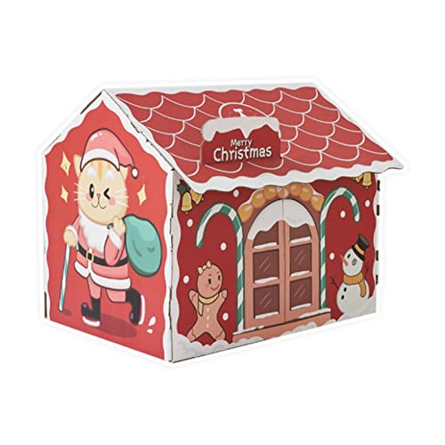 fdsad Katzenhaus Kratzbaum Karton Weihnachten Karton Katzenhaus mit Katzenminze Robust und Langlebig für Katze Weihnachten Geburtstagsgeschenk von Ewbob