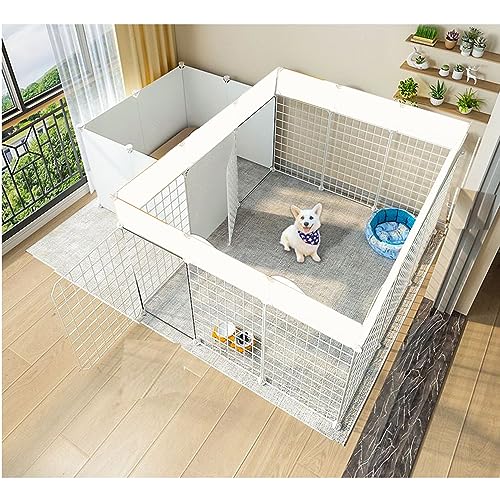 Hunde-Laufstall für den Innenbereich mit Tür, 18 Paneele, tragbar, Metalldraht, Hofzaun, Kleintier-Übungskäfig für kleine Hunde Hunde-Laufstall für den Innenbereich mit Tür, 18 Paneele, tragbar, Metalldraht, Hofzaun, Kleintier-Übungskäfig für kleine Hunde von FDSDEFEN