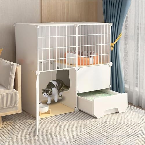 Katzenkäfige – Indoor-Katzenkäfig, Katzenlaufstall, Katzengehege für Balkon, abnehmbarer Metalldraht, für den Innenbereich, Heimwerker, Käfig, Frettchenkäfig, Meerschweinchenkäfig, Katzenkäfig – für von FDSGEEE