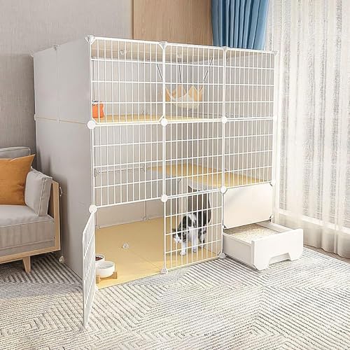 Katzenkäfige – Indoor-Katzenkäfig, Katzenlaufstall, Katzengehege für Balkon, abnehmbarer Metalldraht, für den Innenbereich, Heimwerker, Käfig, Frettchenkäfig, Meerschweinchenkäfig, Katzenkäfig – für von FDSGEEE