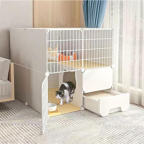 Katzenkäfige – Indoor-Katzenkäfig, Katzenlaufstall, Katzengehege für Balkon, abnehmbarer Metalldraht, für den Innenbereich, Heimwerker, Käfig, Frettchenkäfig, Meerschweinchenkäfig, Katzenkäfig – für von FDSGEEE