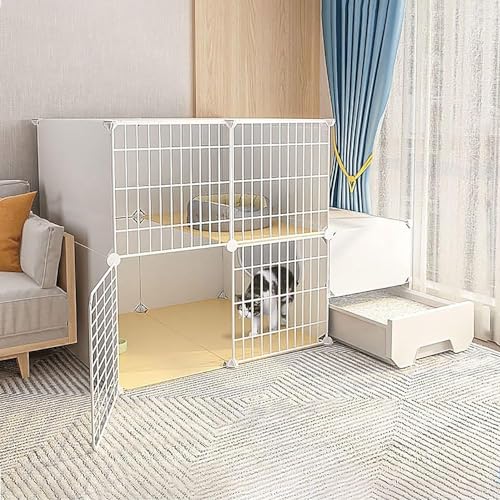 Katzenkäfige – Indoor-Katzenkäfig, Katzenlaufstall, Katzengehege für Balkon, abnehmbarer Metalldraht, für den Innenbereich, Heimwerker, Käfig, Frettchenkäfig, Meerschweinchenkäfig, Katzenkäfig – für von FDSGEEE