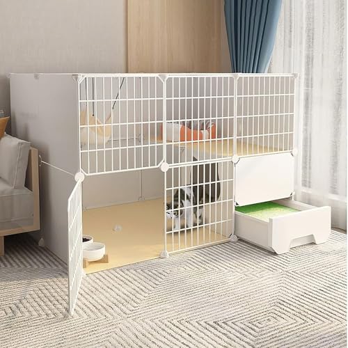 Katzenkäfige – Indoor-Katzenkäfig, Katzenlaufstall, Katzengehege für Balkon, abnehmbarer Metalldraht, für den Innenbereich, Heimwerker, Käfig, Frettchenkäfig, Meerschweinchenkäfig, Katzenkäfig – für von FDSGEEE