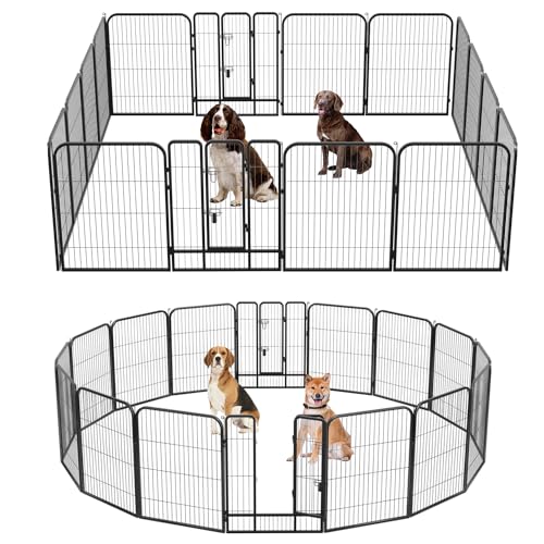 FDW Hunde-Laufstall, Hundehütte, 16 Paneele, 101,6 cm hoch, für drinnen und draußen, zusammenklappbar, Metall, tragbar, Welpenübungsgehege, robuster Hundezaun für Hof, Camping, Schwarz FDW Hunde-Laufstall, Hundehütte, 16 Paneele, 101,6 cm hoch, für drinnen und draußen, zusammenklappbar, Metall, tragbar, Welpenübungsgehege, robuster Hundezaun für Hof, Camping, Schwarz von FDW