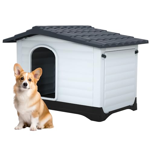 FDW Hundehütte Indoor Outdoor Langlebiges Haus mit Wetterfestem Haustier Kunststoff Hundehaus für Hunde Katzen mit Lüftungsschlitzen und erhöhtem Boden FDW Hundehütte Indoor Outdoor Langlebiges Haus mit Wetterfestem Haustier Kunststoff Hundehaus für Hunde Katzen mit Lüftungsschlitzen und erhöhtem Boden von FDW