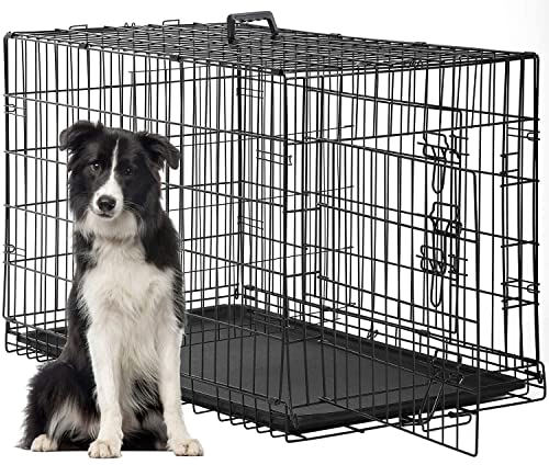 FDW Hundekäfig Hundekäfig Haustierkiste für große Hunde 121 cm Faltbarer Metallkäfig Doppeltür W/Trennwand Indoor Outdoor Hundehütte Auslaufsichere Kunststoffschale Draht Tierkäfig FDW Hundekäfig Hundekäfig Haustierkiste für große Hunde 121 cm Faltbarer Metallkäfig Doppeltür W/Trennwand Indoor Outdoor Hundehütte Auslaufsichere Kunststoffschale Draht Tierkäfig von FDW
