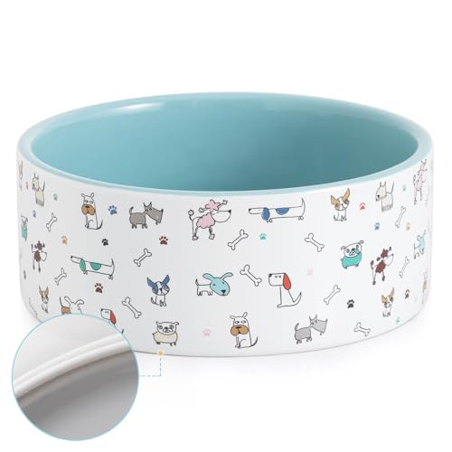 FE Fun Elements Keramik-Hundenapf für kleine Hunde, 400 ml, Schwerer Futter- und Wassernapf mit bezaubernden Mustern (klein, blau) von FE FUN ELEMENTS