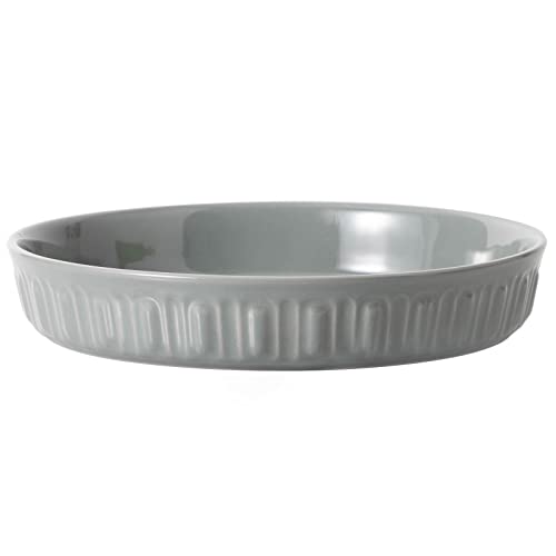 Fun Elements Flache Hundenäpfe, 20,3 cm Keramik-Hundefutterplatte für kleine und mittelgroße Rassen, rutschfest, flach und breit, spülmaschinenfest, geeignet für Welpen und Kätzchen (Grau) von FE FUN ELEMENTS