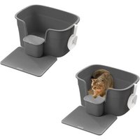FEANDREA 2er Katzentoilette für große Katzen mit hohen Seitenwänden dunkelgrau von FEANDREA
