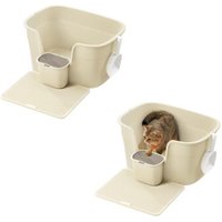 FEANDREA 2er Katzentoilette für große Katzen mit hohen Seitenwänden hellgelb von FEANDREA