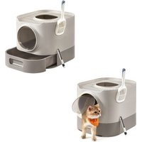 FEANDREA 2er Katzentoilette mit Deckel ausziehbares Tablett beige FEANDREA 2er Katzentoilette mit Deckel ausziehbares Tablett beige von FEANDREA
