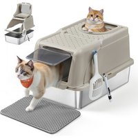 FEANDREA Edelstahl Katzentoilette XL mit Deckel 2 Eingängen beige FEANDREA Edelstahl Katzentoilette XL mit Deckel 2 Eingängen beige von FEANDREA