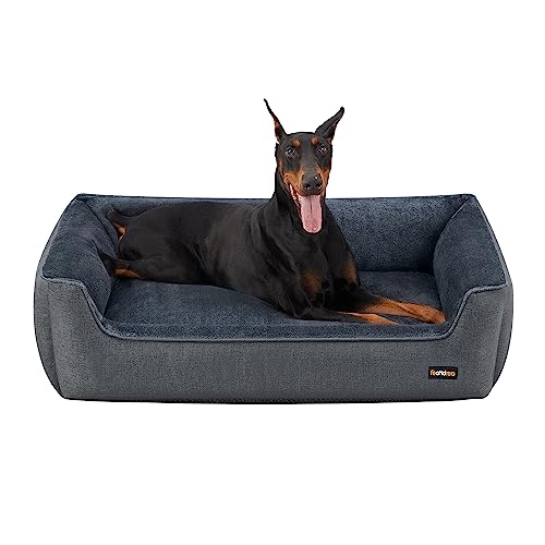 Feandrea Hundebett, Hundekissen in Leinenoptik, Hundekorb, erhöhte Ränder, rutschfeste Unterseite, Bezug abnehmbar waschbar, XXL, für extra große Hunde, 120 x 90 x 30 cm, dunkelgrau PGW013G01 Feandrea Hundebett, Hundekissen in Leinenoptik, Hundekorb, erhöhte Ränder, rutschfeste Unterseite, Bezug abnehmbar waschbar, XXL, für extra große Hunde, 120 x 90 x 30 cm, dunkelgrau PGW013G01 von Feandrea