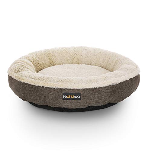 Feandrea Hundebett, Hundekorb, Katzenbett, Donut, rund, Ø 55 cm, braun PGW55C von Feandrea