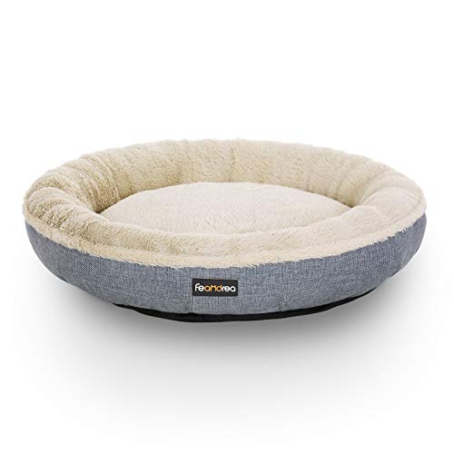 Feandrea Hundebett, Hundekorb, Katzenbett, Donut, rund, Ø 65 cm, grau PGW65G von Feandrea