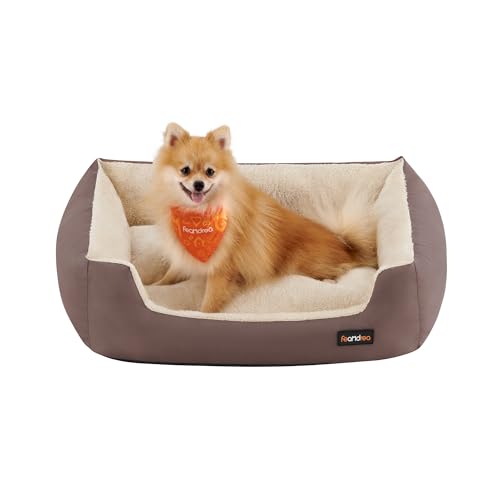 Feandrea Hundebett, Hundekorb mit Wendekissen, 70 x 55 x 21 cm, braun PGW03Z von Feandrea