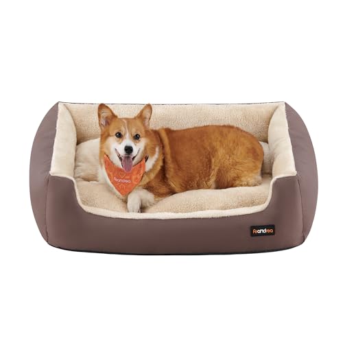 Feandrea Hundebett, Hundekorb mit Wendekissen, 85 x 65 x 21 cm, braun PGW04Z von Feandrea