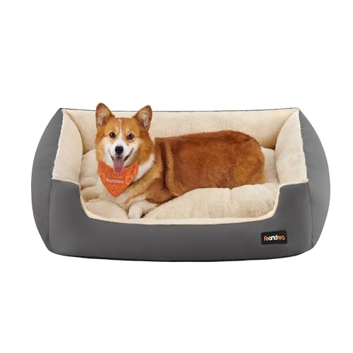 Feandrea Hundebett, Hundekorb mit Wendekissen, 85 x 65 x 21 cm, grau PGW004G01 von Feandrea