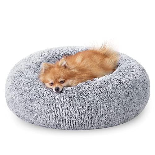 Feandrea Hundebett flauschig, Katzenbett, Donut Kissen, waschbar, Polsterung in der Mitte herausnehmbar, Langer Plüsch, 60 cm Durchmesser, Ombré-Grau PGW038G01 Feandrea Hundebett flauschig, Katzenbett, Donut Kissen, waschbar, Polsterung in der Mitte herausnehmbar, Langer Plüsch, 60 cm Durchmesser, Ombré-Grau PGW038G01 von Feandrea