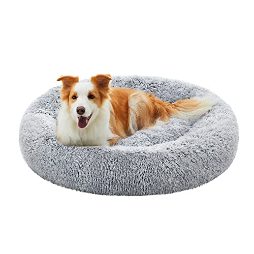 Feandrea Hundebett flauschig, Katzenbett, Donut Kissen, waschbar, Polsterung in der Mitte herausnehmbar, Langer Plüsch, 100 cm Durchmesser, Ombré-Grau PGW042G01 Feandrea Hundebett flauschig, Katzenbett, Donut Kissen, waschbar, Polsterung in der Mitte herausnehmbar, Langer Plüsch, 100 cm Durchmesser, Ombré-Grau PGW042G01 von Feandrea