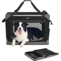 FEANDREA Hundebox faltbar, tragbar, Oxford-Gewebe, 4 Türen, mit Griffen und Seitenfach M-L L von FEANDREA