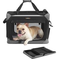 FEANDREA Hundebox faltbar, tragbar, Oxford-Gewebe, 4 Türen, mit Griffen und Seitenfach M-L M von FEANDREA