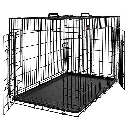 FEANDREA Hundekäfig, Hundebox, zusammenklappbar, transportabel, 2 Türen, 92,5 x 57,5 x 64 cm, schwarz PPD36BK von Feandrea