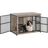 FEANDREA Hundekäfig Möbel Beistelltisch hochbelastbar Braun Grau grau von FEANDREA