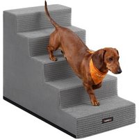 FEANDREA Hundetreppe, 2/3/4/5 Stufen Haustiertreppe aus grauem Cordstoff Waschbar hellgrau XXL von FEANDREA