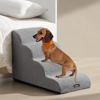 FEANDREA Hundetreppe, 2/3/4Stufen, Cord mit Querstreifen, wasserdicht, rutschfest, abnehmbarer waschbarer Bezug hellgrau XL FEANDREA Hundetreppe, 2/3/4Stufen, Cord mit Querstreifen, wasserdicht, rutschfest, abnehmbarer waschbarer Bezug hellgrau XL von FEANDREA