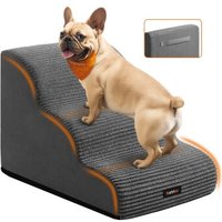 FEANDREA Hundetreppe, 2/3/4Stufen, Cord mit Querstreifen, wasserdicht, rutschfest, abnehmbarer waschbarer Bezug schiefergrau L von FEANDREA