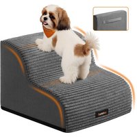 FEANDREA Hundetreppe, 2/3/4Stufen, Cord mit Querstreifen, wasserdicht, rutschfest, abnehmbarer waschbarer Bezug schiefergrau M von FEANDREA