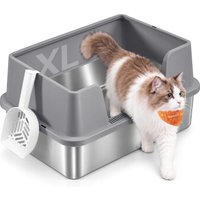 FEANDREA Katzenklo Edelstahl, Katzentoilette Offen, Hoher Rand dunkelgrau FEANDREA Katzenklo Edelstahl, Katzentoilette Offen, Hoher Rand dunkelgrau von FEANDREA