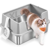 FEANDREA Katzenklo Edelstahl, Katzentoilette Offen, Hoher Rand hellgrau FEANDREA Katzenklo Edelstahl, Katzentoilette Offen, Hoher Rand hellgrau von FEANDREA