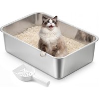 FEANDREA Katzenklo Edelstahl, Katzentoilette offen,geruchsfrei, leicht zu reinigen von FEANDREA