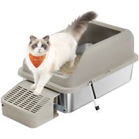 FEANDREA Katzenklo Edelstahl XXL, Offene Katzentoilette mit Schaufel, für Große Katzen FEANDREA Katzenklo Edelstahl XXL, Offene Katzentoilette mit Schaufel, für Große Katzen von FEANDREA