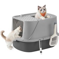 FEANDREA Katzenklo groß XXL, Katzentoilette mit Deckel, mit Schaufel und Bürste hellgrau FEANDREA Katzenklo groß XXL, Katzentoilette mit Deckel, mit Schaufel und Bürste hellgrau von FEANDREA