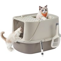 FEANDREA Katzenklo groß XXL, Katzentoilette mit Deckel, mit Schaufel und Bürste khaki FEANDREA Katzenklo groß XXL, Katzentoilette mit Deckel, mit Schaufel und Bürste khaki von FEANDREA