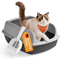 FEANDREA Katzenklo mit hohen Seitenwänden, offene Katzentoilette, mit Schaufel von FEANDREA