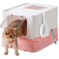 FEANDREA Katzentoilette, mit Deckel weiß-pastellrosa von FEANDREA