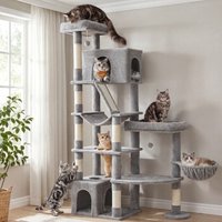 FEANDREA Kratzbaum, 188,2 cm hoch, Katzenbaum, für große Katzen, Katzenkratzbaum hellgrau von FEANDREA
