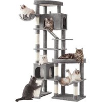 FEANDREA Kratzbaum, 202 cm hoch, Katzenbaum, für große Katzen, Katzenkratzbaum hellgrau von FEANDREA