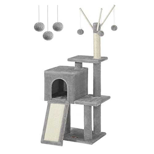 Feandrea Kratzbaum klein, Katzenbaum mit Kratzbrett, 3 abnehmbare Pomponstäbchen, 118cm, hellgrau PCT143W01 Feandrea Kratzbaum klein, Katzenbaum mit Kratzbrett, 3 abnehmbare Pomponstäbchen, 118cm, hellgrau PCT143W01 von Feandrea