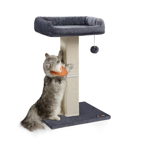 Feandrea Kratzbaum, Katzenbaum mit 40 x 30 cm Plattform aus Plüsch, Kratzstamm, Katzenkratzbaum, 71 cm hoch, Kratzsäule mit geflochtenem Sisal, 45 x 40 cm Sockel, mit Plüschball, dunkelgrau PCA022G01 Feandrea Kratzbaum, Katzenbaum mit 40 x 30 cm Plattform aus Plüsch, Kratzstamm, Katzenkratzbaum, 71 cm hoch, Kratzsäule mit geflochtenem Sisal, 45 x 40 cm Sockel, mit Plüschball, dunkelgrau PCA022G01 von Feandrea